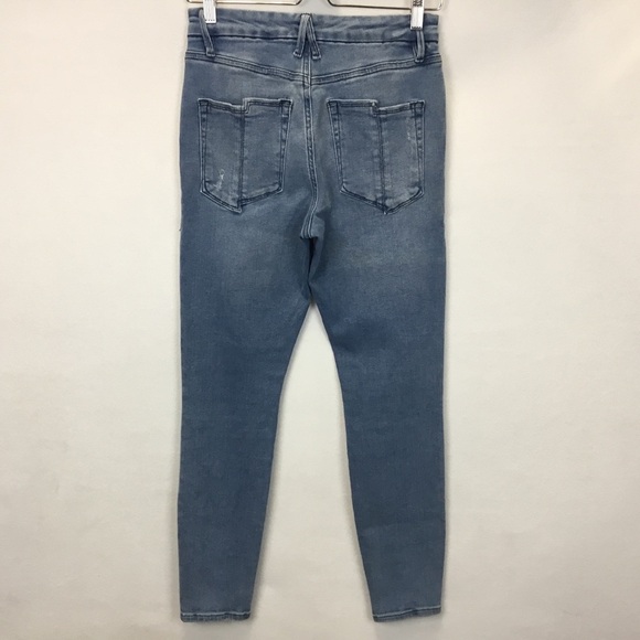 Good American Denim - Good American Good Waist Cropped Skinny Split Back Pocket Blue Jeans Size 6/28